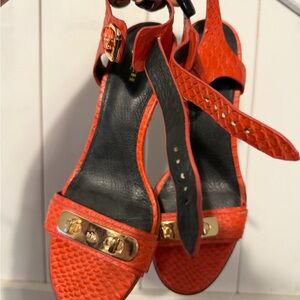 Women’s COACH Textured Ankle-Strap Sandals with Gold Accent